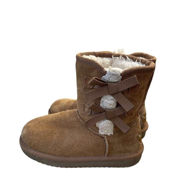 UGG Koolaburra Victoria Boots Girls Size 13 Chestnut Sherling Hugee Comfy Plush - Picture 1 of 8